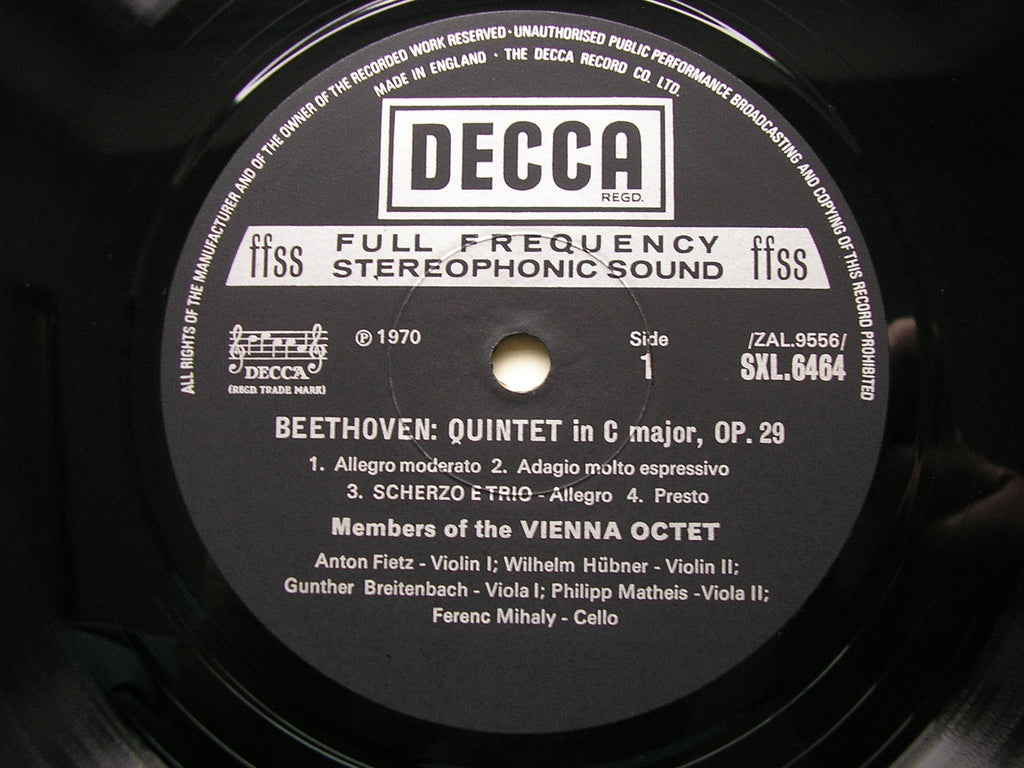 SXL 6464 BEETHOVEN: QUINTET Op. 29 / SEXTET Op. 81b MEMBERS OF THE VIENNA OCTET