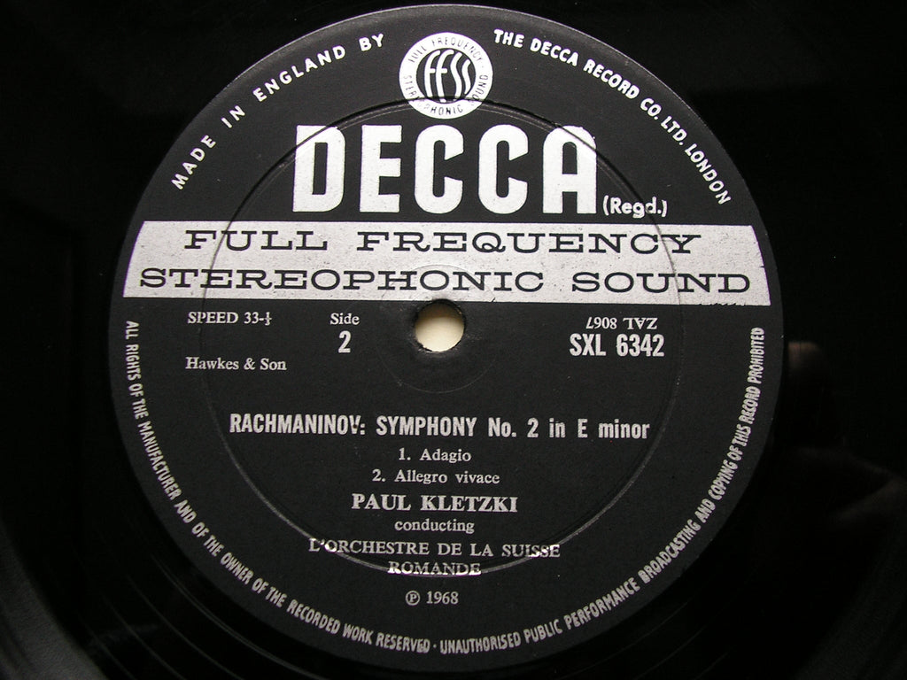 SXL 6342 RACHMANINOV: SYMPHONY No. 2 KLETZKI / SUISSE ROMANDE ORCHESTRA