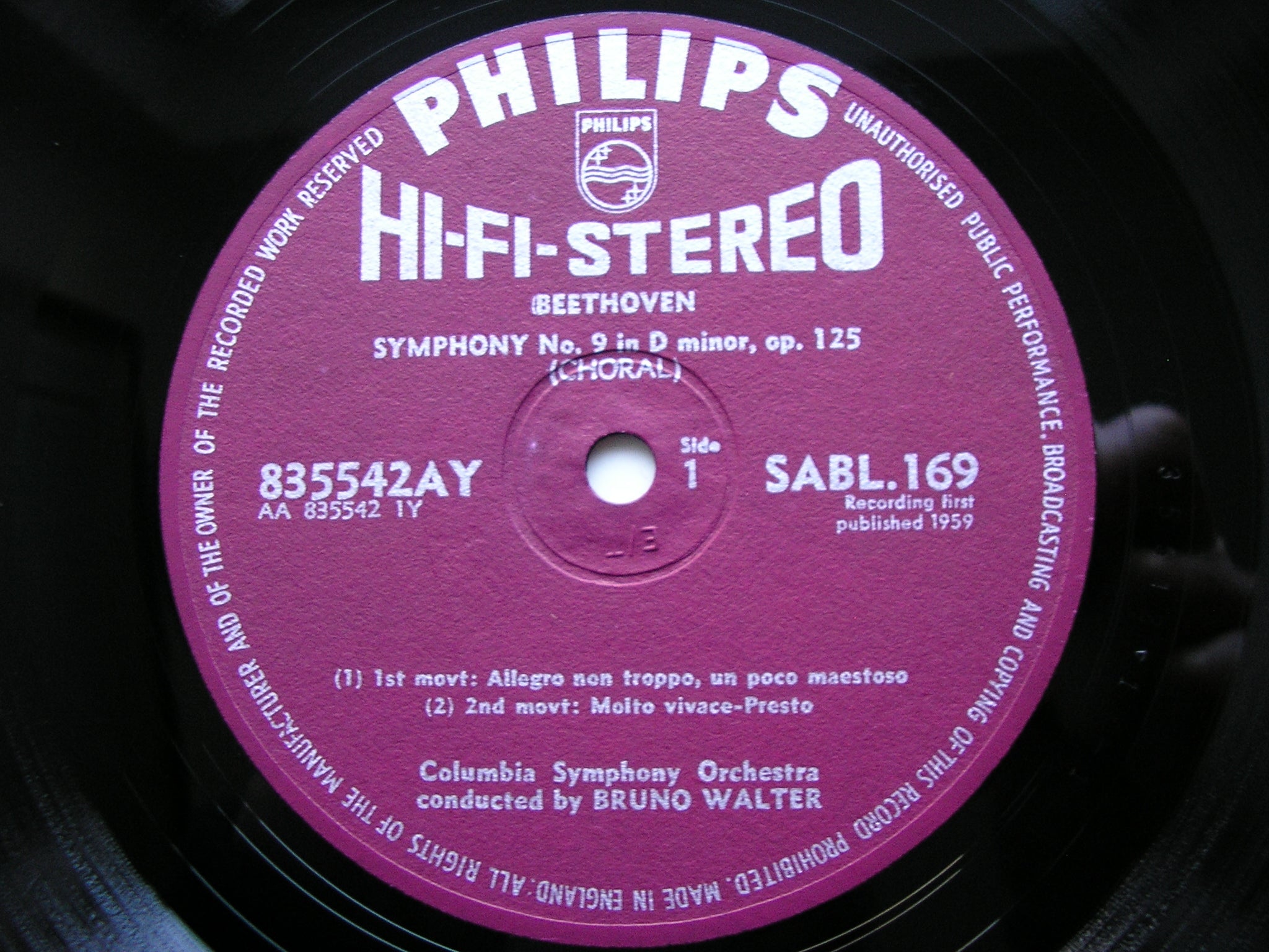 BEETHOVEN: THE NINE SYMPHONIES   BRUNO WALTER / COLUMBIA SYMPHONY   7LP SABL