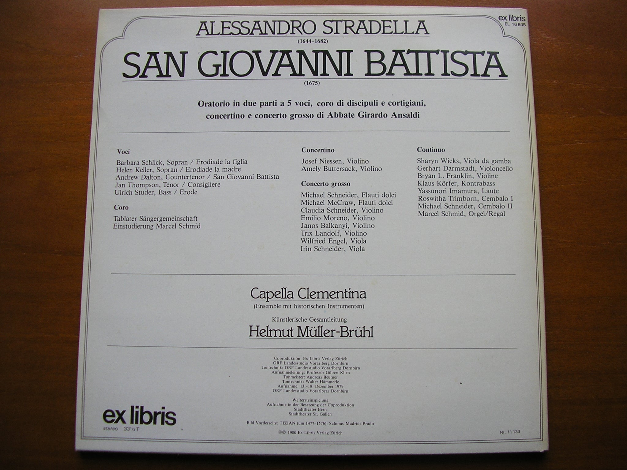 STRADELLA: SAN GIOVANNI BATTISTA    SOLOISTS / CAPELLA CLEMENTINA / MULLER-BRUHL    2LP     EL 16845