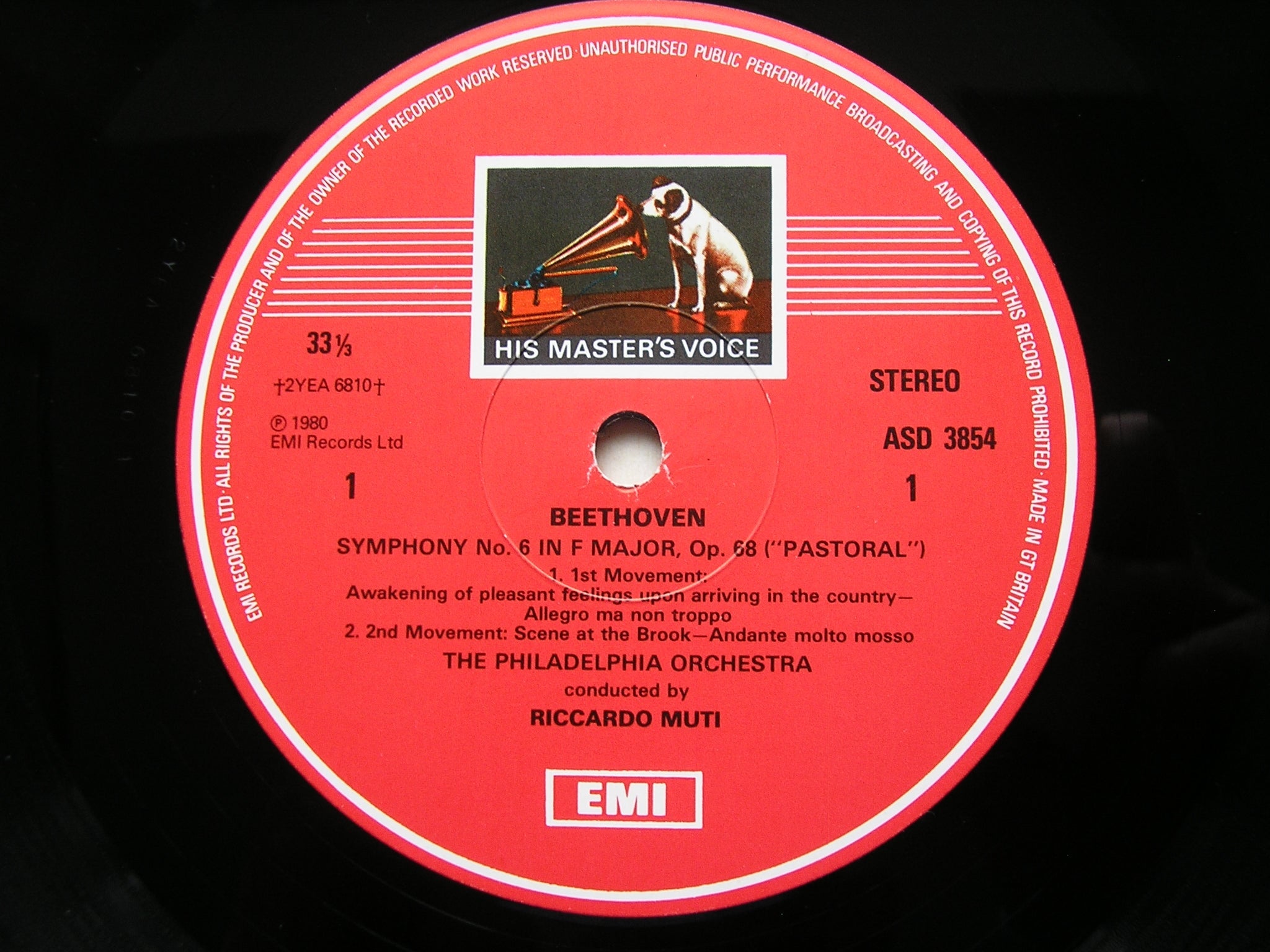 BEETHOVEN: SYMPHONY No. 6 'Pastoral' RICCARDO MUTI / PHILADELPHIA ORCHESTRA ASD 3854
