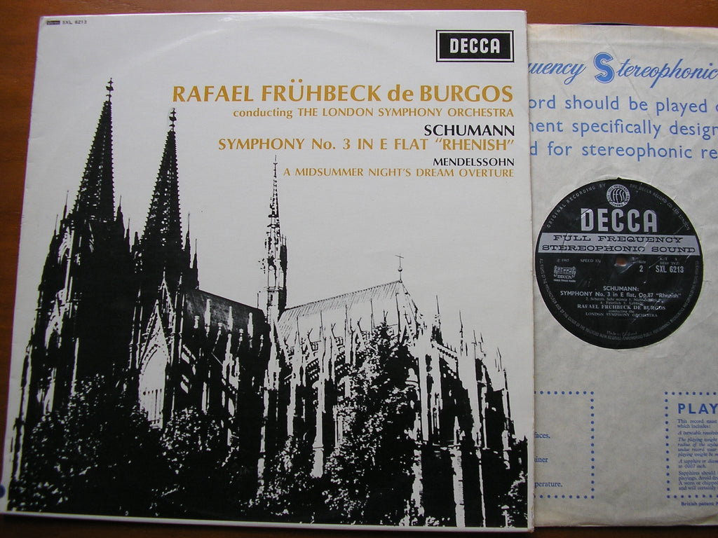 SXL 6213 SCHUMANN: SYMPHONY No. 3 'Rhenish' / MENDELSSOHN: MIDSUMMER NIGHT'S DREAM Overture DE BURGOS / LONDON SYMPHONY