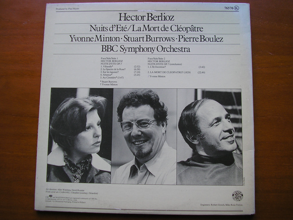 BERLIOZ: LES NUITS D'ETE / LA MORT DE CLEOPATRE      MINTON / BURROWS / BBC SYMPHONY / BOULEZ     76576