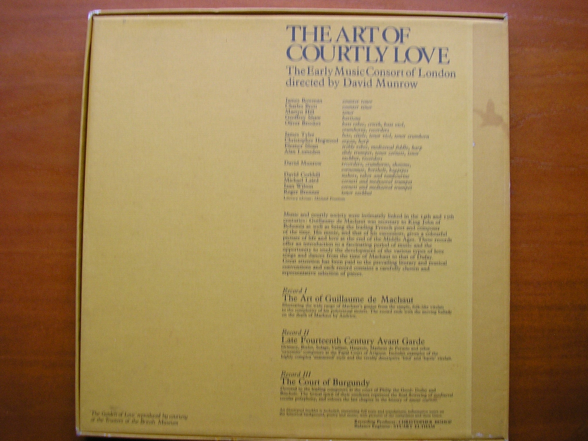 THE ART OF COURTY LOVE:  MUSIC OF THE MIDDLE AGES     DAVID MUNROW / THE EARLY MUSIC CONSORT OF LONDON    3LP    SLS 863