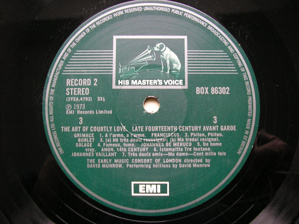 THE ART OF COURTY LOVE:  MUSIC OF THE MIDDLE AGES     DAVID MUNROW / THE EARLY MUSIC CONSORT OF LONDON    3LP    SLS 863