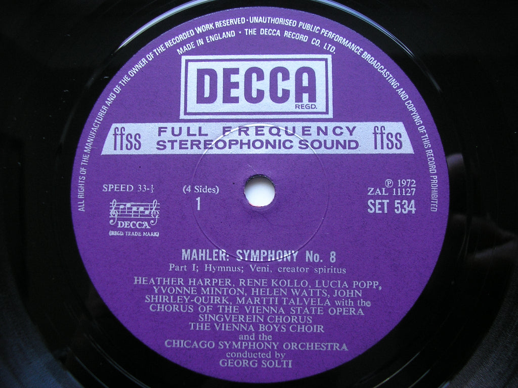 MAHLER: SYMPHONY No. 8     SOLOISTS / CHICAGO SYMPHONY / SOLTI    SET 534 / 5