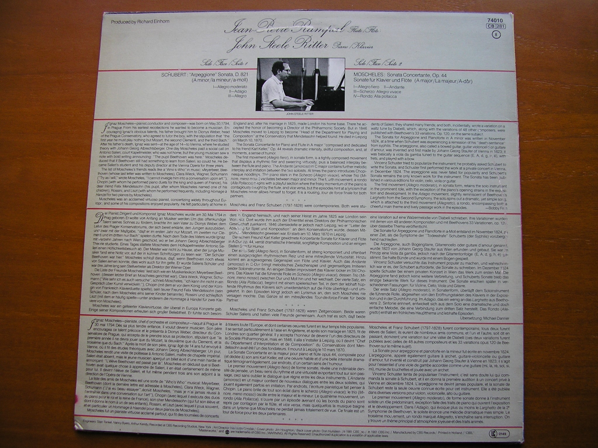 SCHUBERT: ARPEGGIONE SONATA / MOSCHELES: SONATA CONCERTANTE      RAMPAL / RITTER     74010