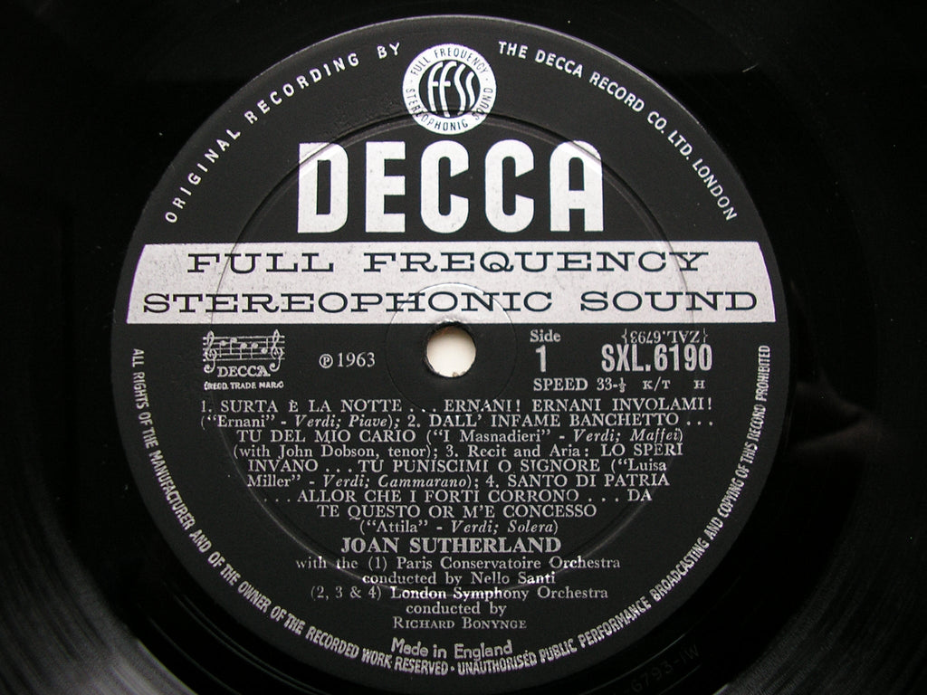 SXL 6190  SUTHERLAND SINGS VERDI         BONYNGE / SANTI / PRITCHARD / MOLINARI-PRADELLI     ED1