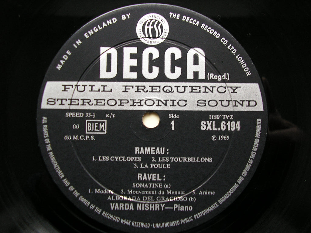 SXL 6194  RAMEAU / FRANCK / RAVEL: PIANO MUSIC      VARDA NISHRY    ED2