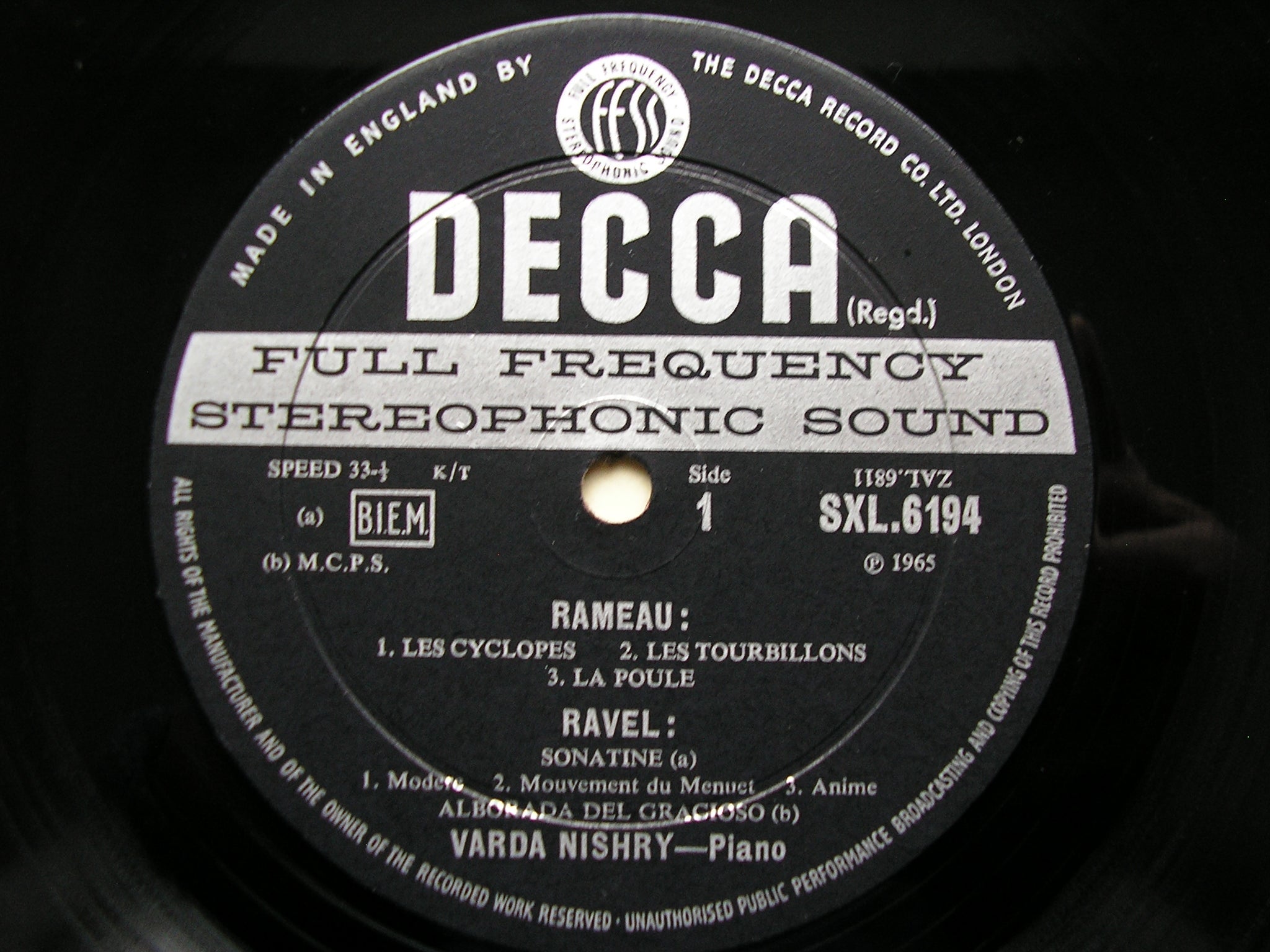 SXL 6194  RAMEAU / FRANCK / RAVEL: PIANO MUSIC      VARDA NISHRY    ED2