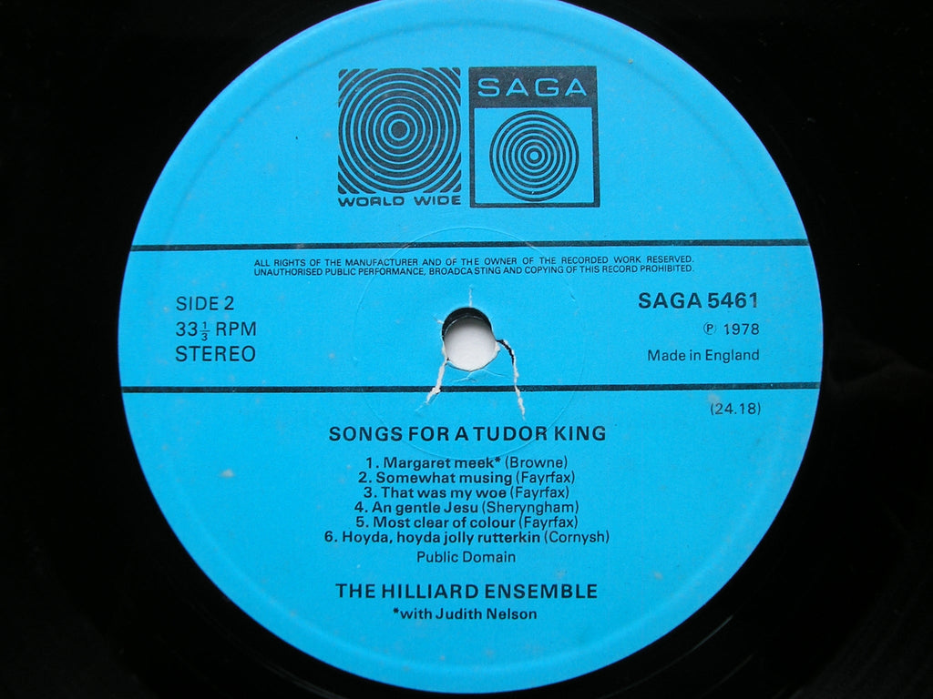 SONGS FOR A TUDOR KING: FAYRFAX / CORNYSH / BROWNE / SHERYNGHAM       THE HILLIARD ENSEMBLE    SAGA 5461