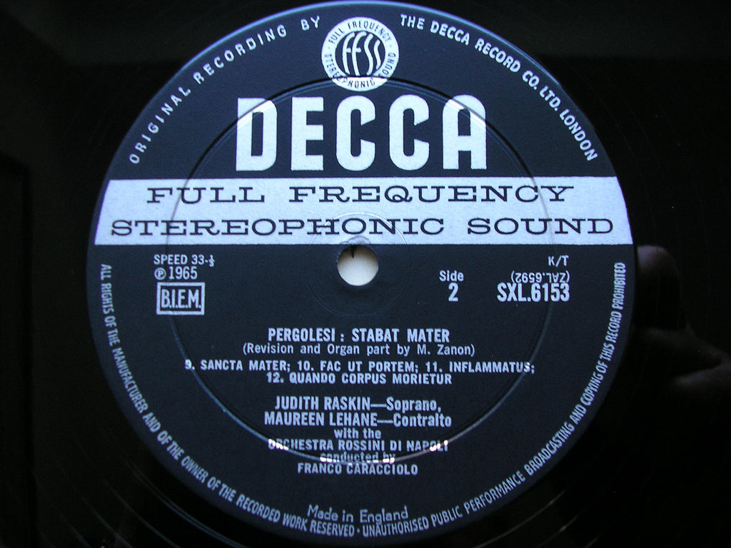 SXL 6153 PERGOLESI: STABAT MATER RASKIN / LEHANE / NAPLES ROSSINI ORCHESTRA / CARACCIOLO