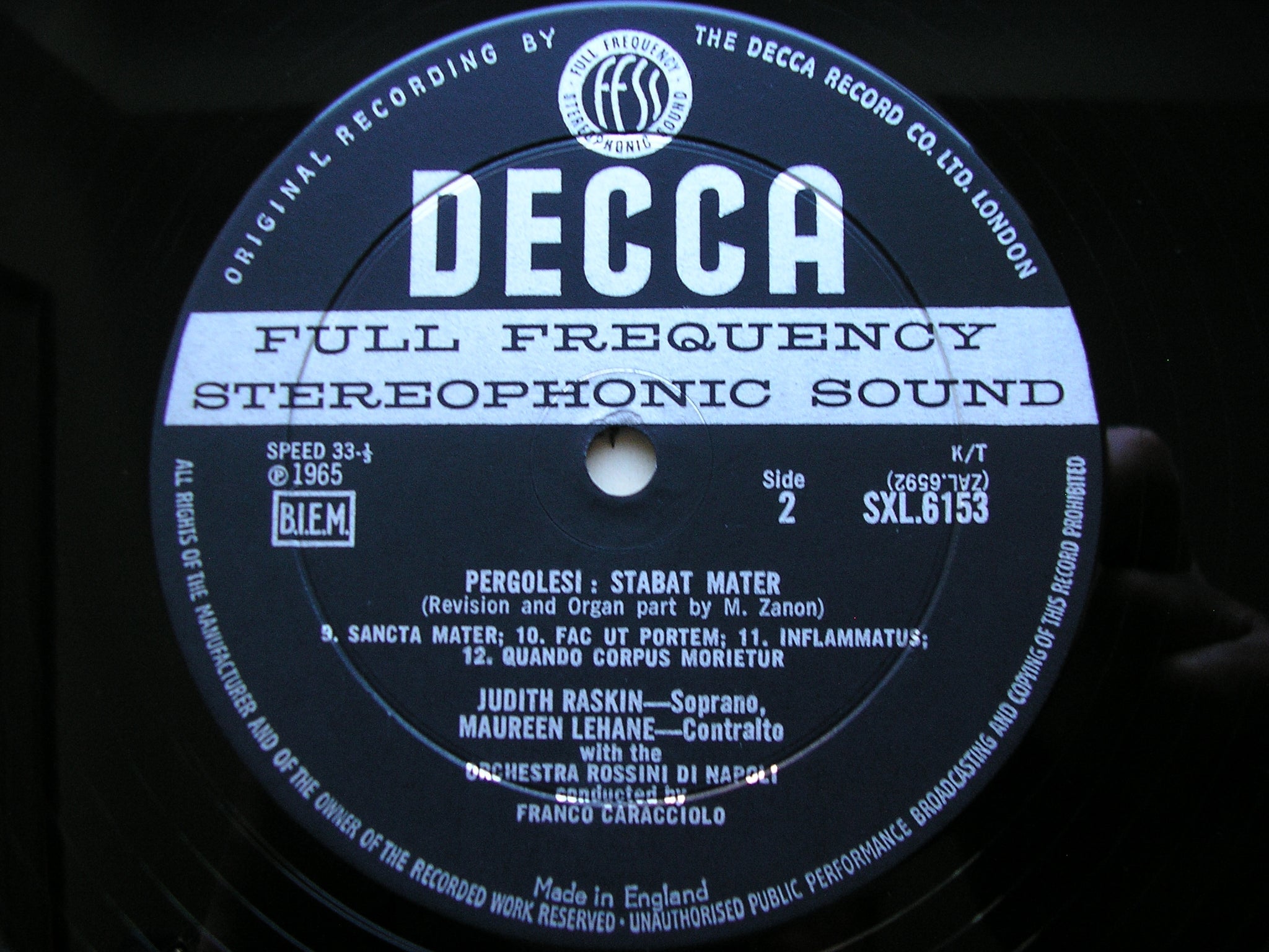 SXL 6153 PERGOLESI: STABAT MATER RASKIN / LEHANE / NAPLES ROSSINI ORCHESTRA / CARACCIOLO