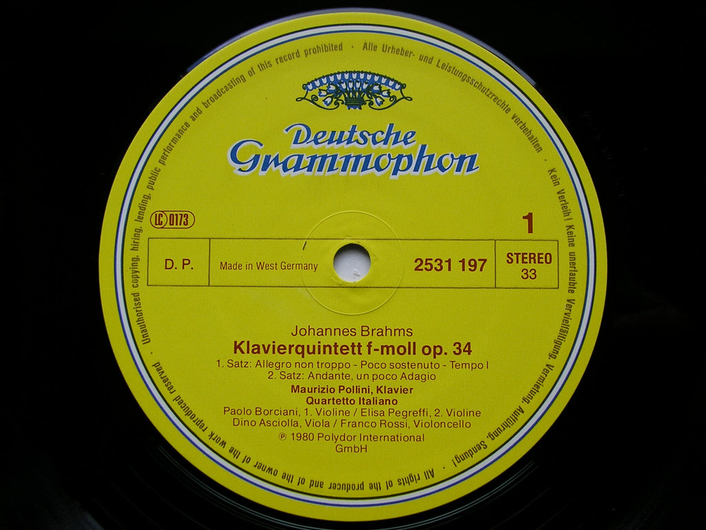 BRAHMS: PIANO QUINTET Op. 34      POLLINI / QUARTETTO ITALIANO     2531 197