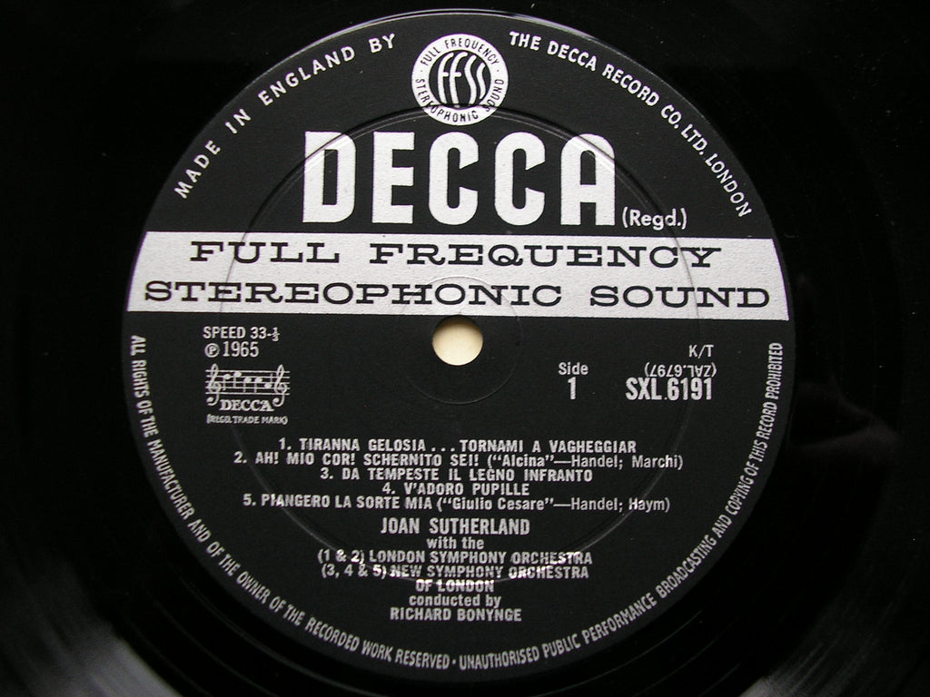 SXL 6191  SUTHERLAND SINGS HANDEL     BONYNGE / BOULT / MOLINARI-PRADELLI     ED2