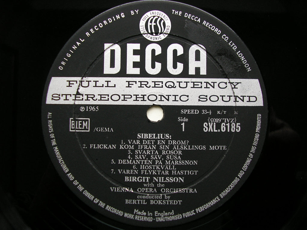 SXL 6185  SIBELIUS / GRIEG / RANGSTROM: SONGS       BIRGIT NILSSON / VIENNA OPERA ORCHESTRA / BOKSTEDT       ED1