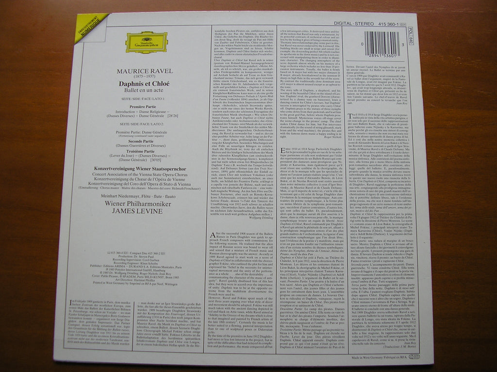 RAVEL: DAPHNIS & CHLOE     LEVINE / VIENNA PHILHARMONIC     415 360