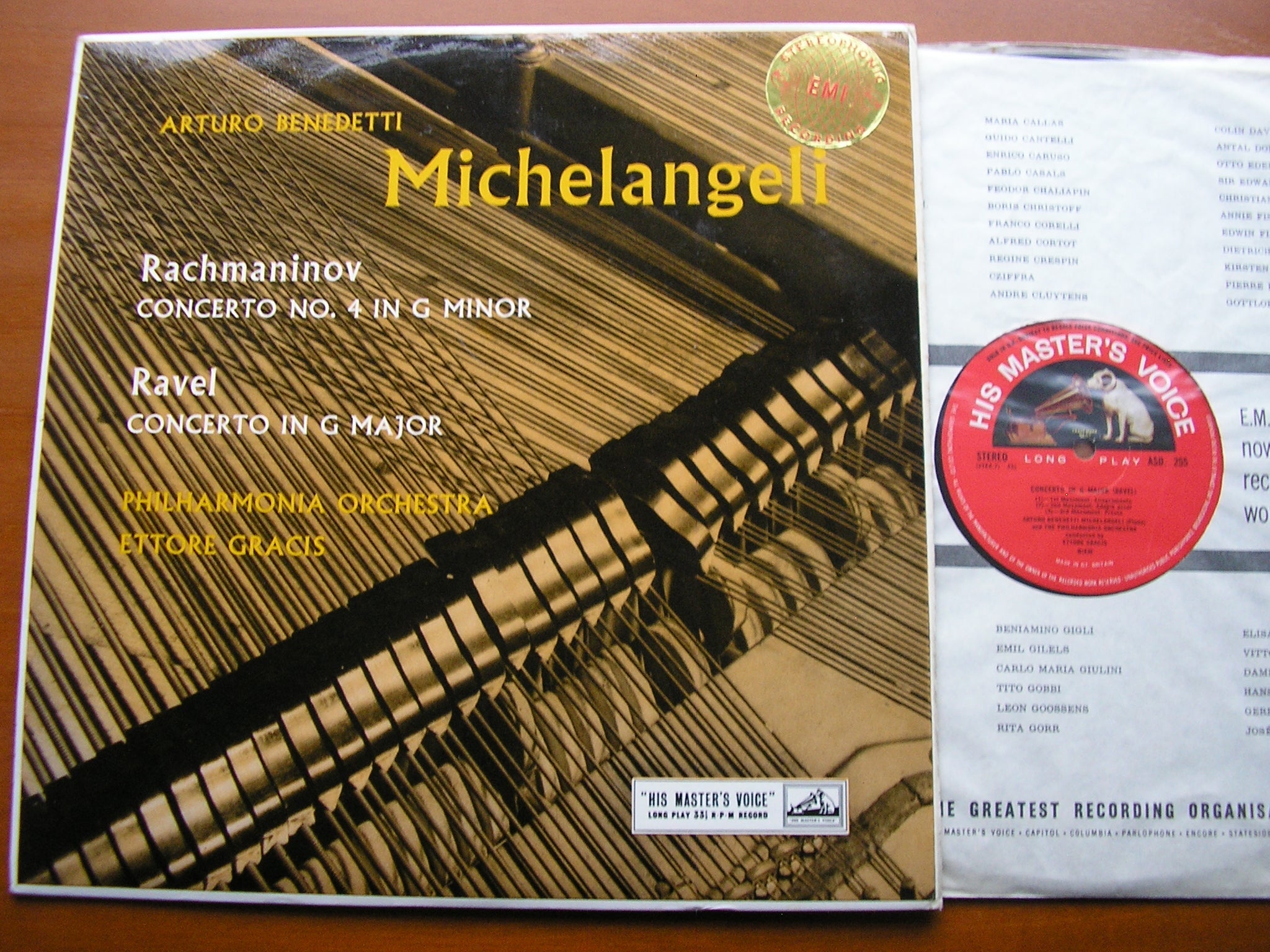 RACHMANINOV: PIANO CONCERTO No. 4 / RAVEL: CONCERTO in G      MICHELANGELI / PHILHARMONIA / GRACIS     ASD 255