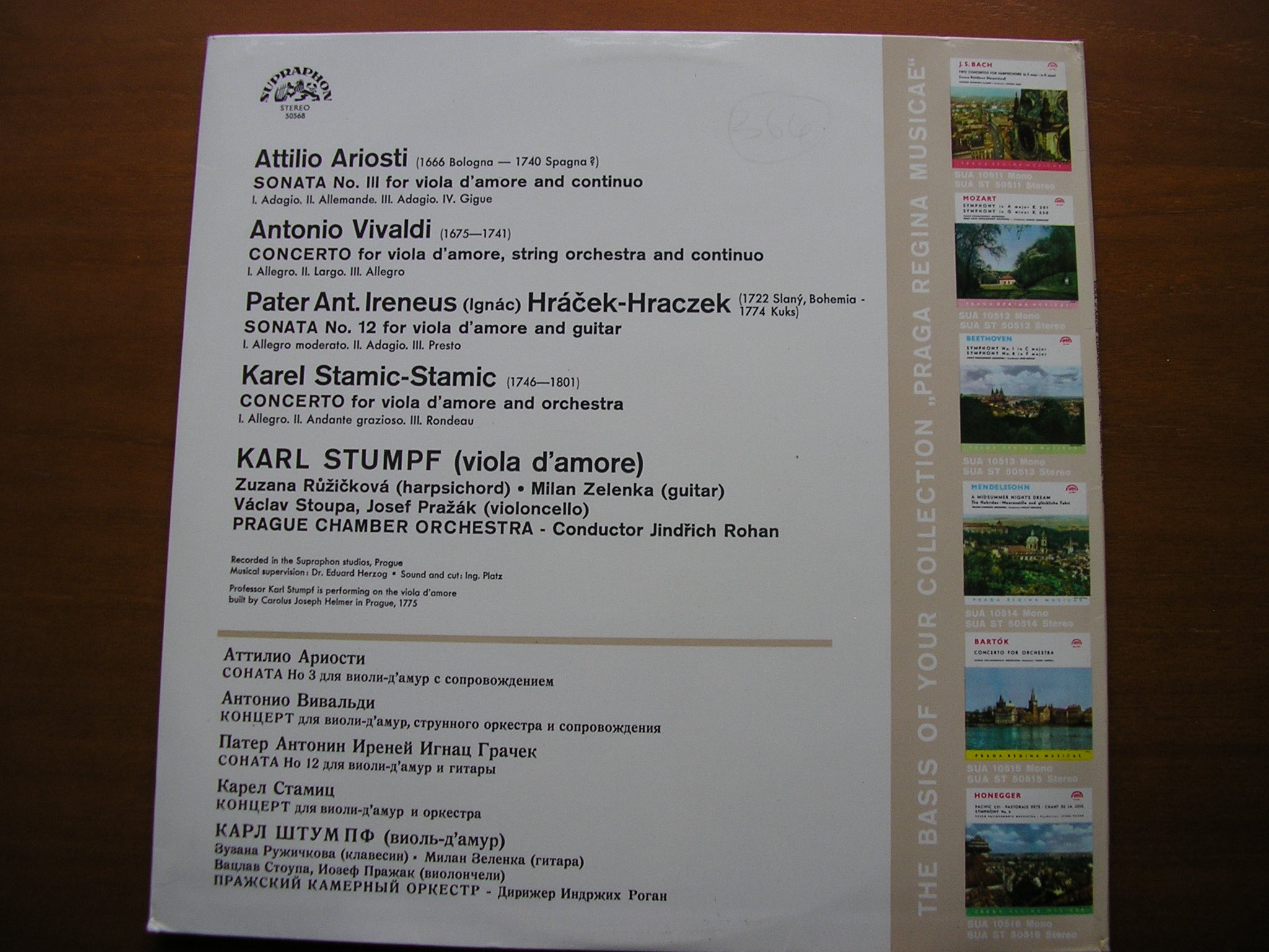 STAMIC / ARIOSTI / VIVALDI: MUSIC FOR VIOLA D'AMORE     KARL STUMPF / PRAGUE CHAMBER ORCHESTRA / ROHAN     50568