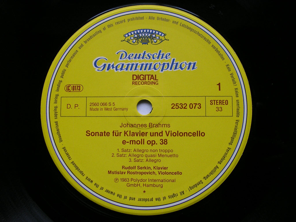 BRAHMS: THE CELLO SONATAS     MSTISLAV ROSTROPOVICH / RUDOLF SERKIN     2532 073