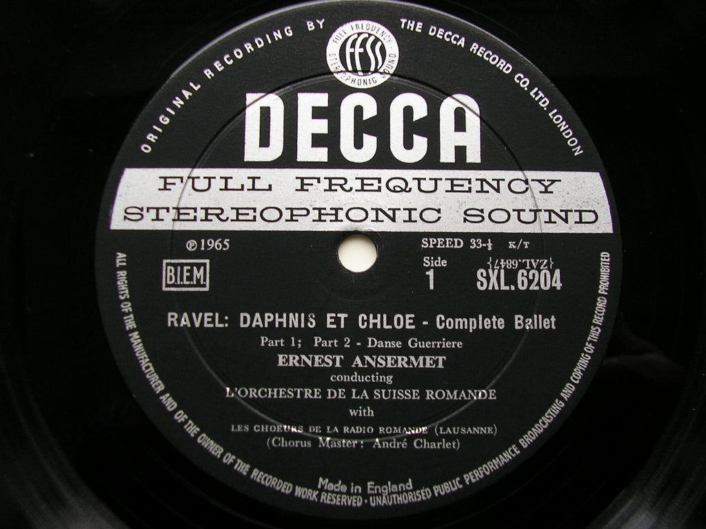 SXL 6204  RAVEL: DAPHNIS & CHLOE   complete ballet     ANSERMET / SUISSE ROMANDE    ED1