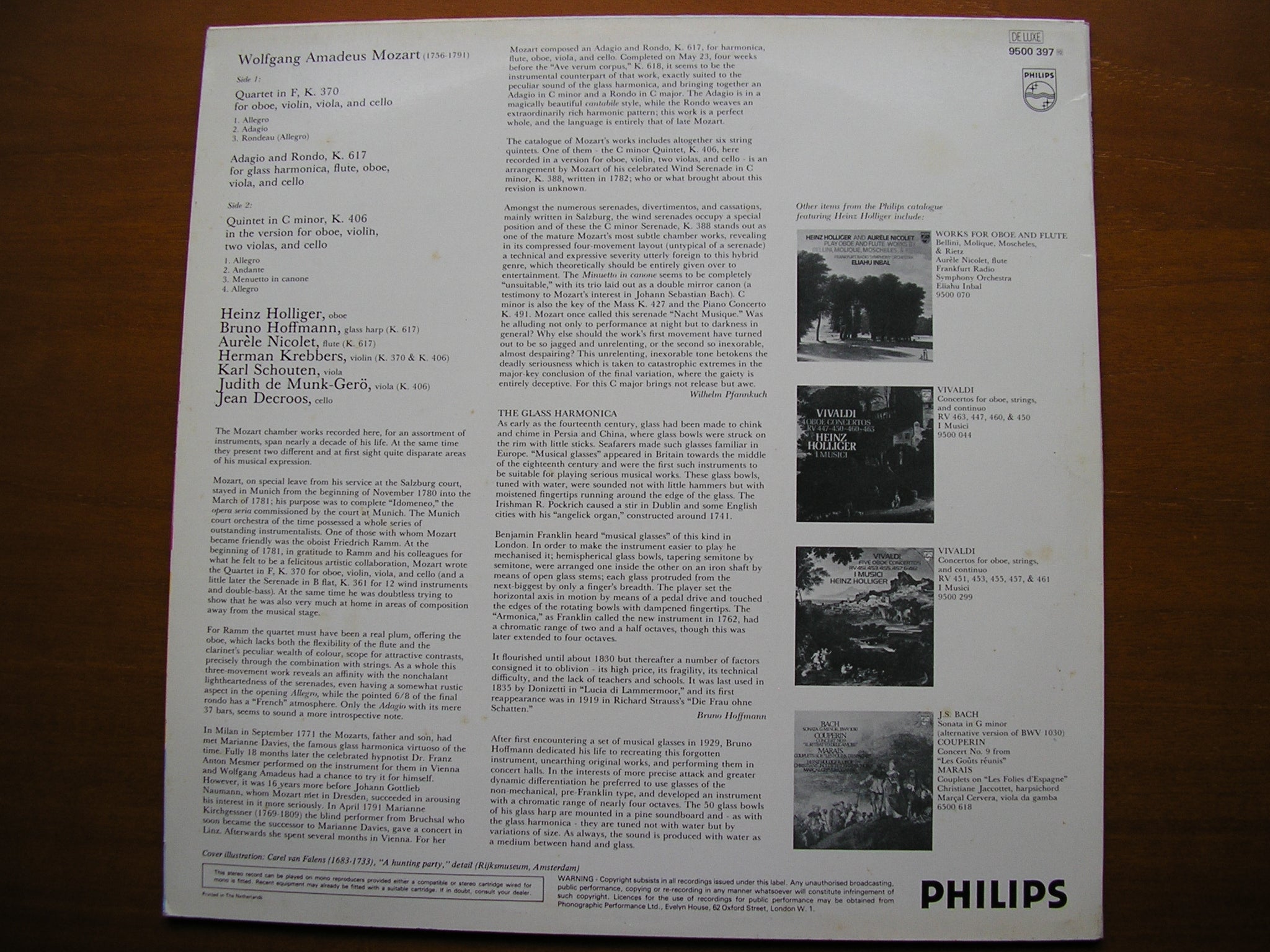 MOZART: OBOE QUARTET / OBOE QUINTET / ADAGIO & RONDO     HOLLIGER      9500 397
