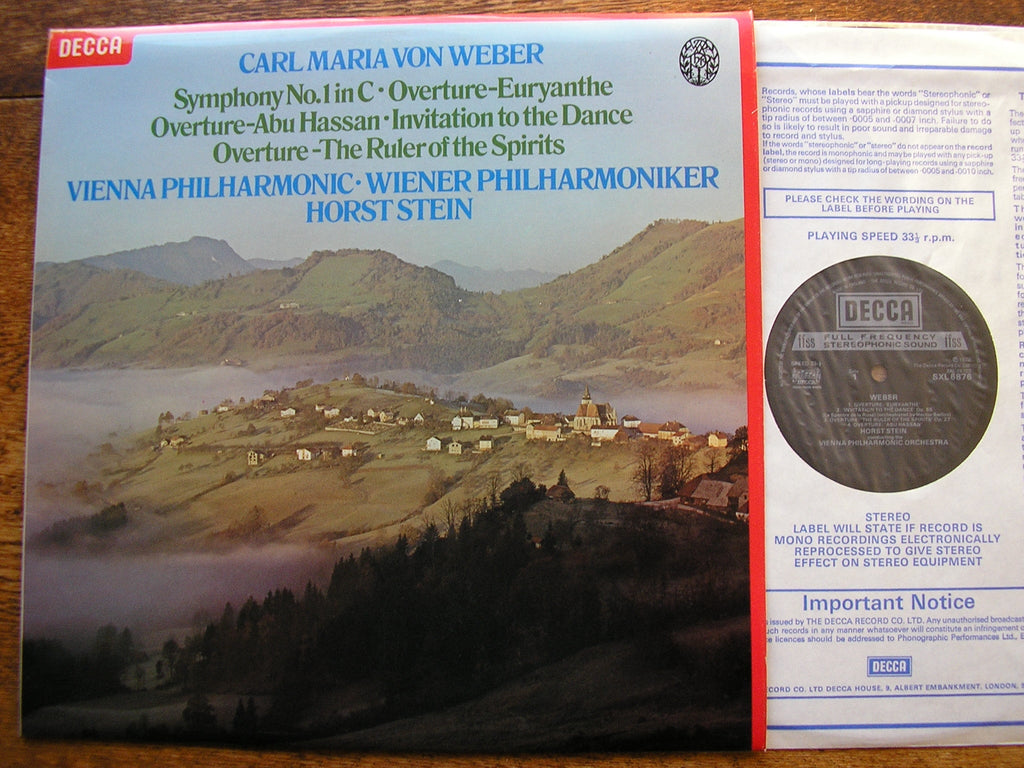 SXL 6876 WEBER: SYMPHONY No. 1 / THREE OVERTURES / INVITATION TO THE DANCE STEIN / VPO