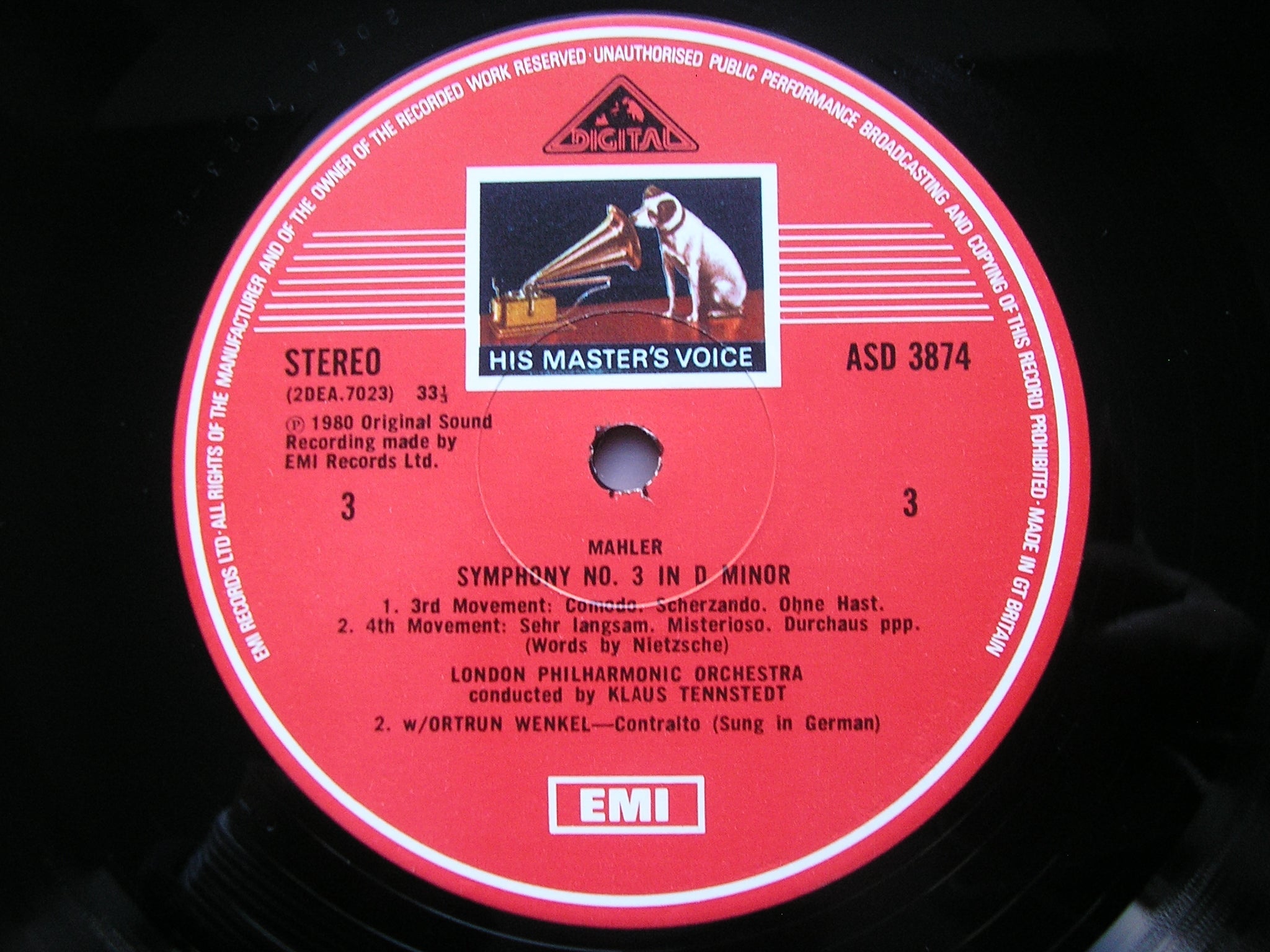 MAHLER: SYMPHONY No. 3   ORTRUN WENKEL / LONDON PHILHARMONIC / KLAUS TENNSTEDT    SLS 5195