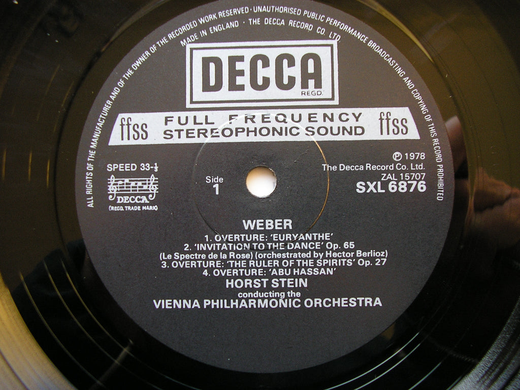 SXL 6876 WEBER: SYMPHONY No. 1 / THREE OVERTURES / INVITATION TO THE DANCE STEIN / VPO