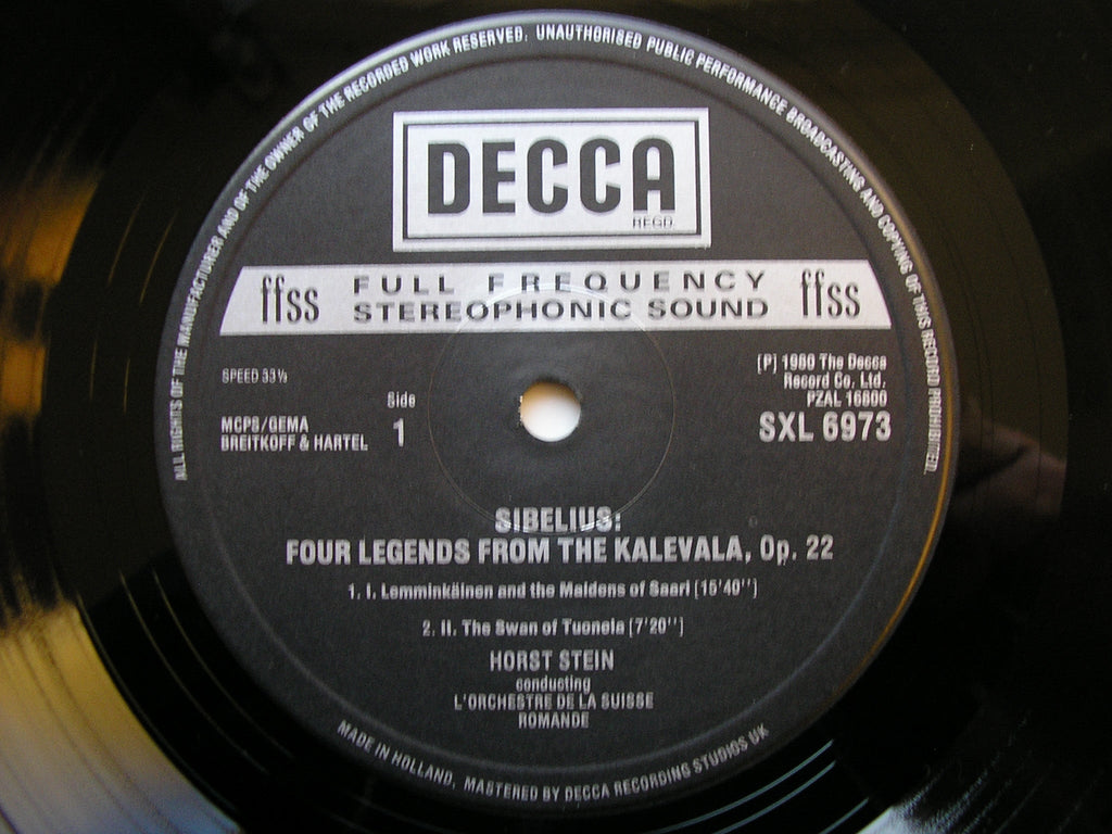 SXL 6973 SIBELIUS: FOUR LEGENDS FROM THE KALEVALA HORST STEIN / SRO