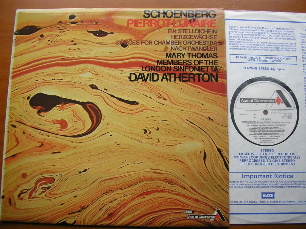 SCHOENBERG: PIERROT LUNAIRE     THOMAS / LONDON SINFONIETTA / ATHERTON      SDD 520