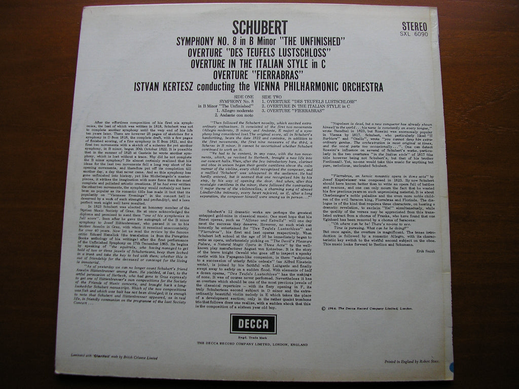 SCHUBERT: THE SYMPHONIES / THREE OVERTURES   KERTESZ / VIENNA PHILHARMONIC   5 LP SET