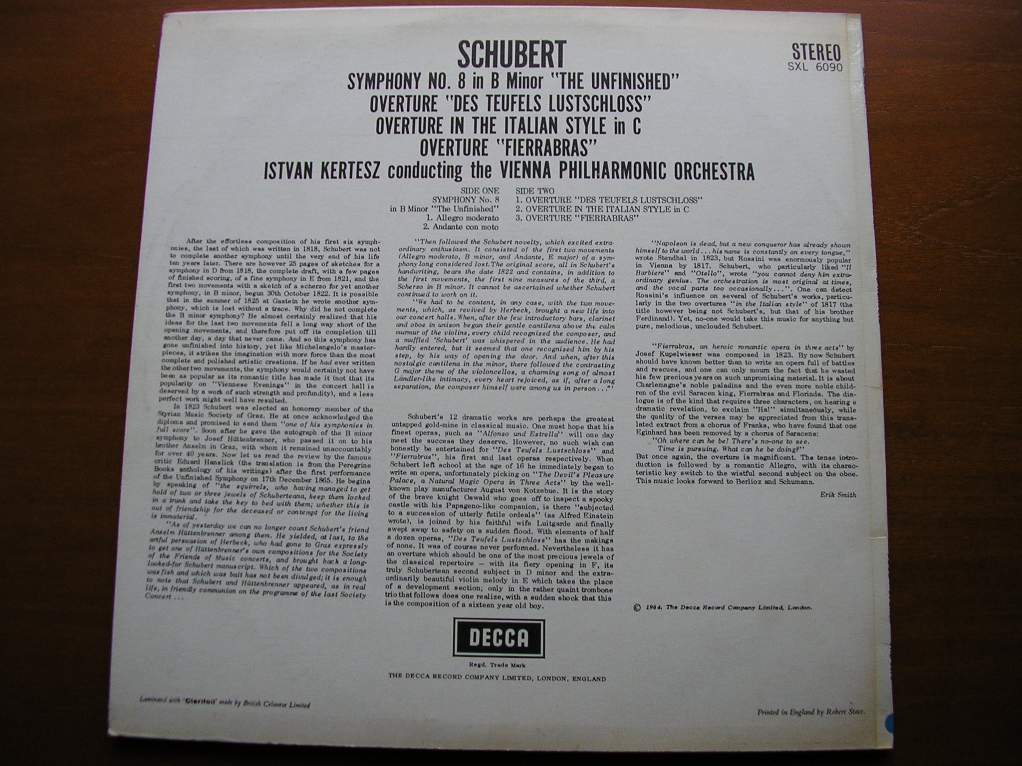 SCHUBERT: THE SYMPHONIES / THREE OVERTURES   KERTESZ / VIENNA PHILHARMONIC   5 LP SET