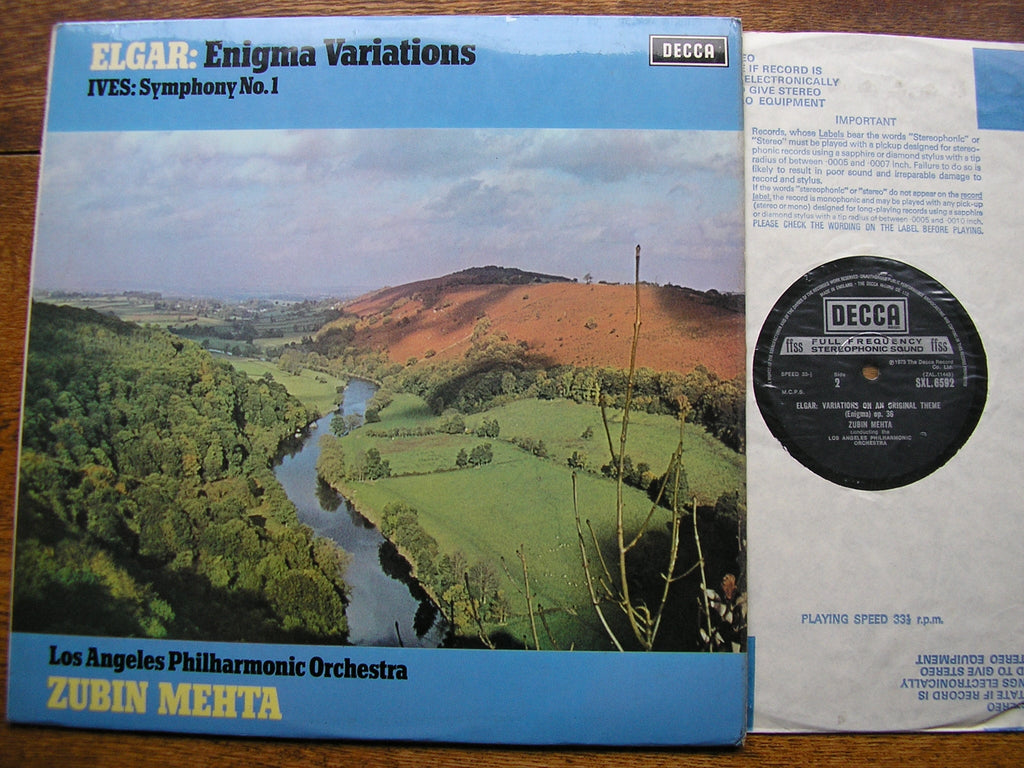 SXL 6592 ELGAR: ENIGMA VARIATIONS / IVES: SYMPHONY No. 1 MEHTA / LAPO