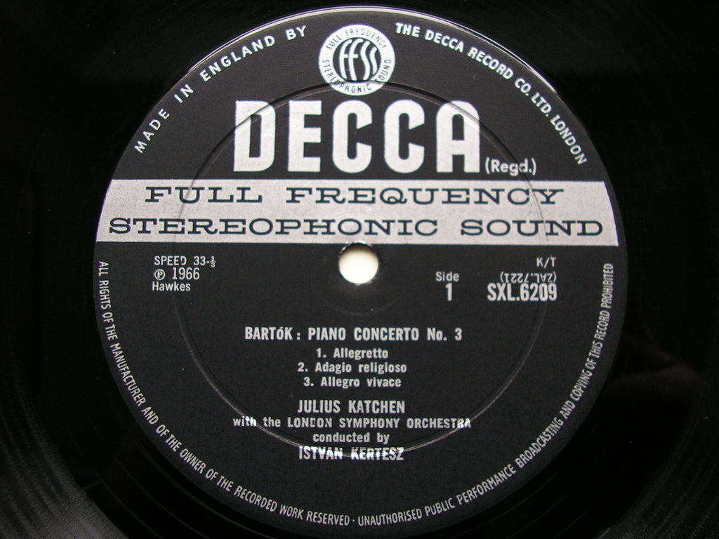 SXL 6209  BARTOK: PIANO CONCERTO No. 3 / RAVEL: PIANO CONCERTO in G      KATCHEN / LONDON SYMPHONY / KERTESZ     ED2