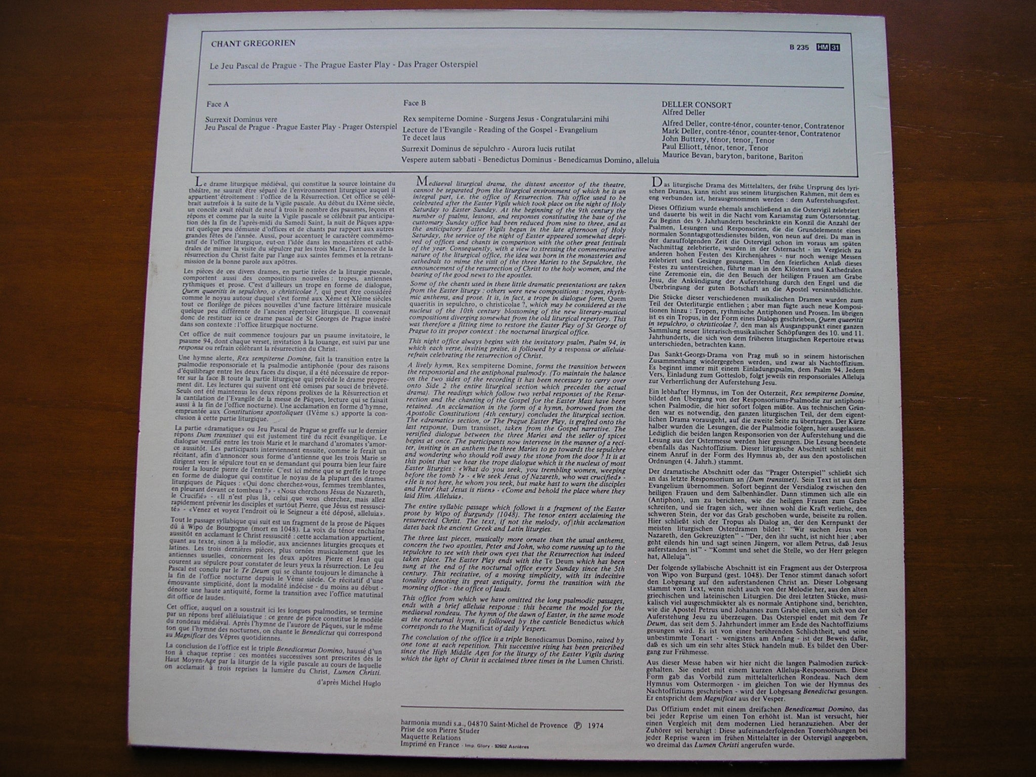 GREGORIAN CHANT: THE PRAGUE EASTER PLAY      DELLER CONSORT     HMB 235