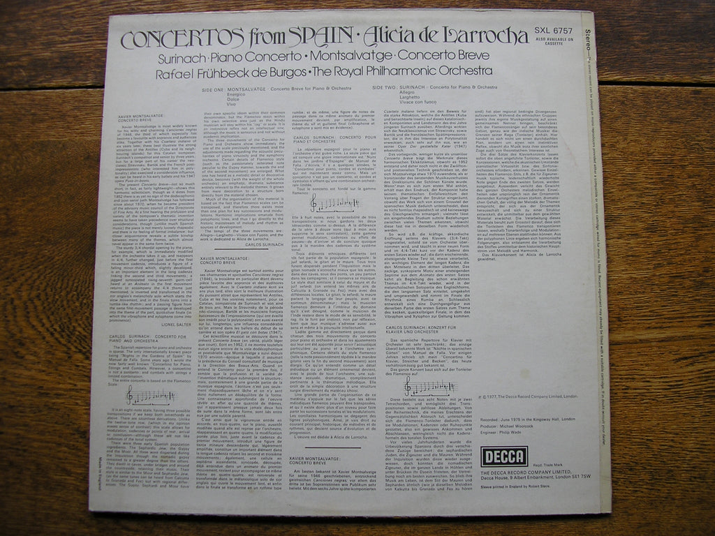 SXL 6757 CONCERTOS FROM SPAIN BY MONTSALVAGE & SURINACH LARROCHA / BURGOS / ROYAL PHILHARMONIC