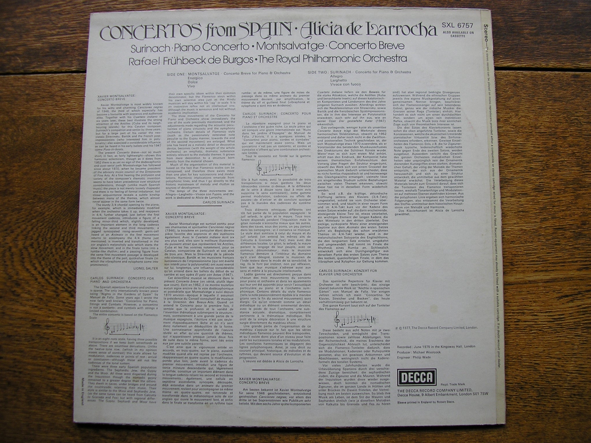 SXL 6757 CONCERTOS FROM SPAIN BY MONTSALVAGE & SURINACH LARROCHA / BURGOS / ROYAL PHILHARMONIC