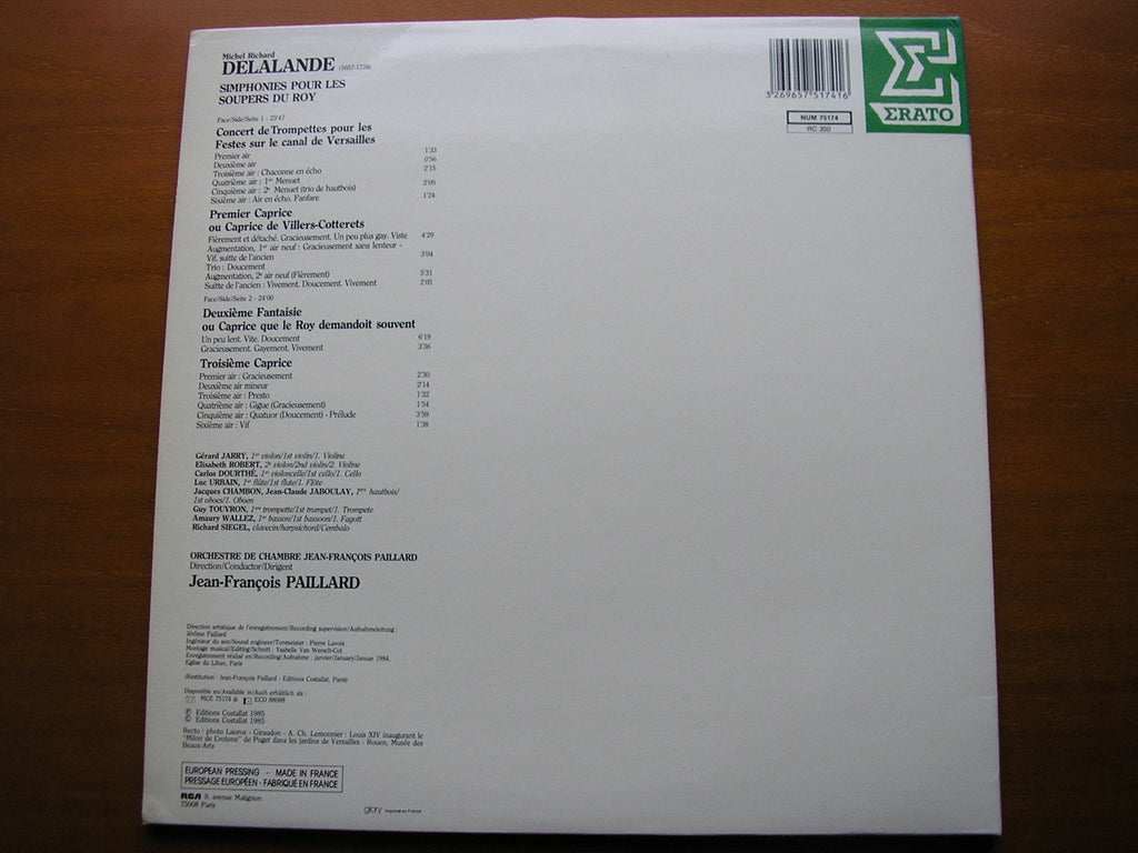 DELALANDE: SIMPHONIES POUR LES SOUPIRS DU ROY        PAILLARD ORCHESTRA / PAILLARD      NUM 75174