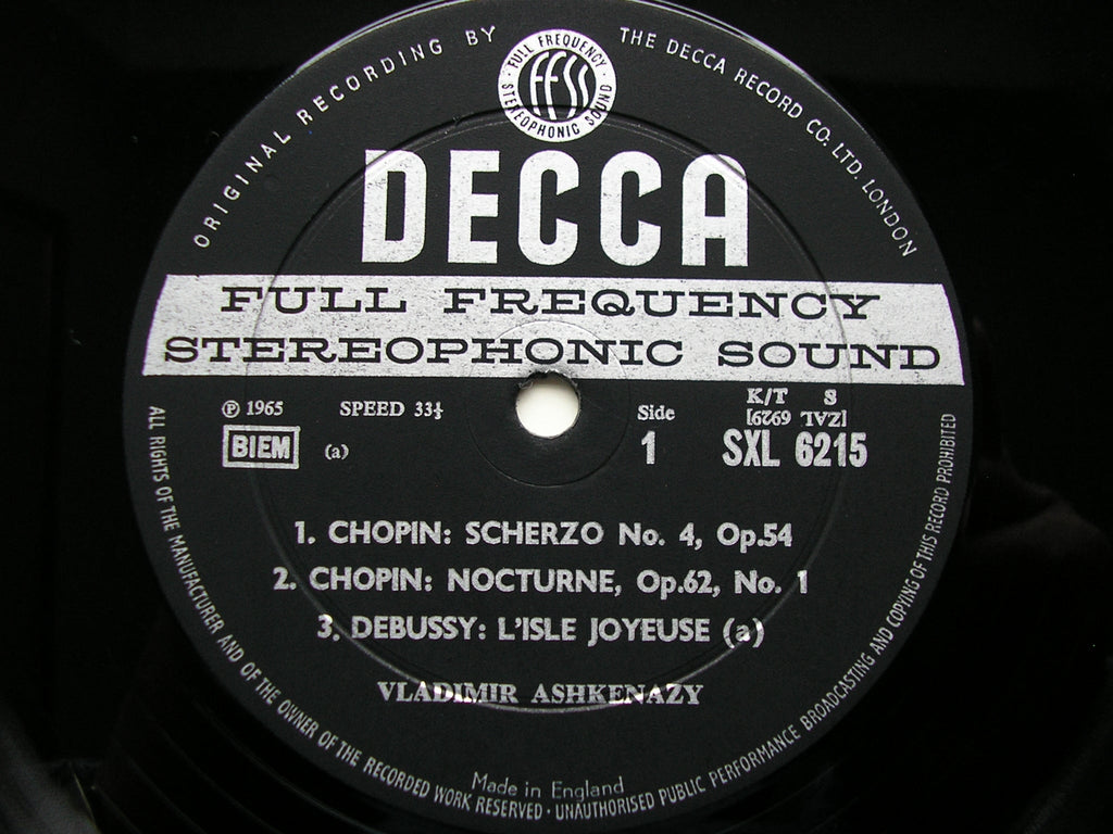 SXL 6215  CHOPIN / DEBUSSY / RAVEL: PIANO MUSIC      ASHKENAZY      ED1