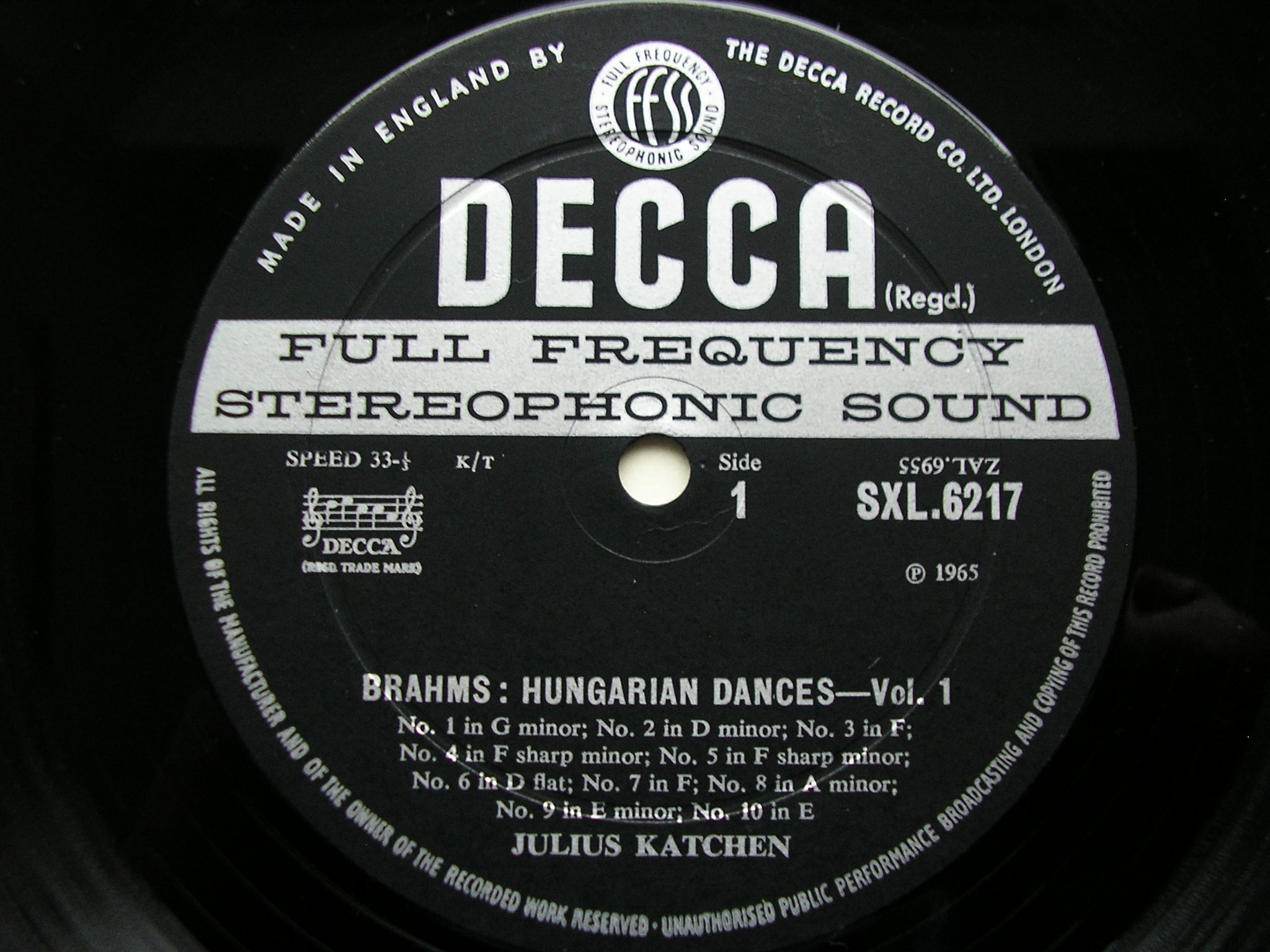 SXL 6217  BRAHMS: COMPLETE PIANO WORKS  Volume 5       JULIUS KATCHEN      ED2