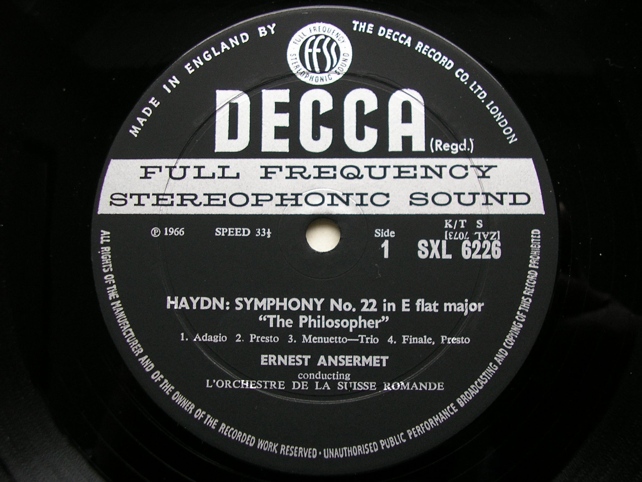 SXL 6226  HAYDN: SYMPHONIES Nos. 22 & 90      ANSERMET / SUISSE ROMANDE     ED2