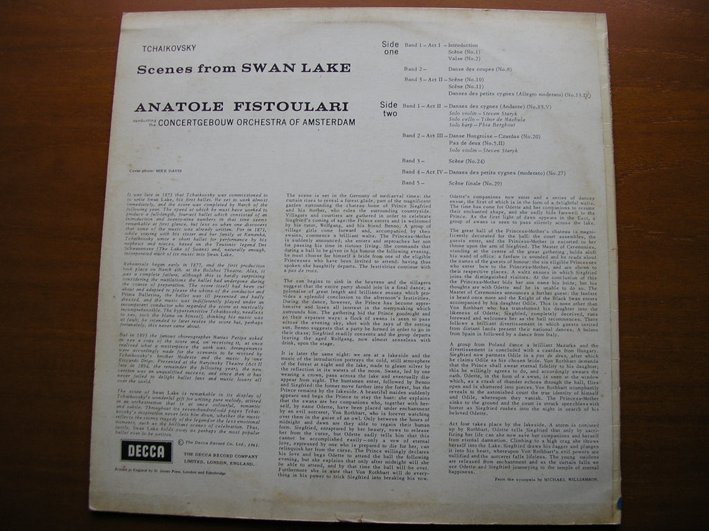 SXL 2285 TCHAIKOVSKY: SWAN LAKE Scenes FISTOULARI / CONCERTGEBOUW AMSTERDAM