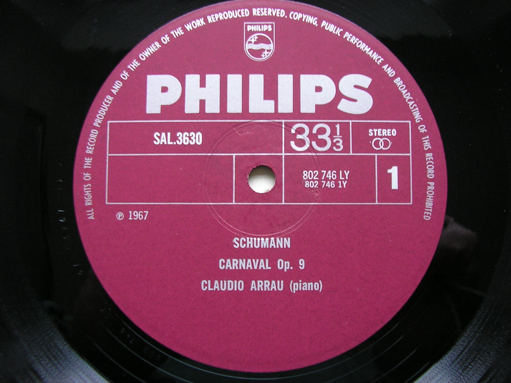 SCHUMANN: CARNAVAL Op. 9 / FANTASIA Op. 17      CLAUDIO ARRAU     SAL 3630