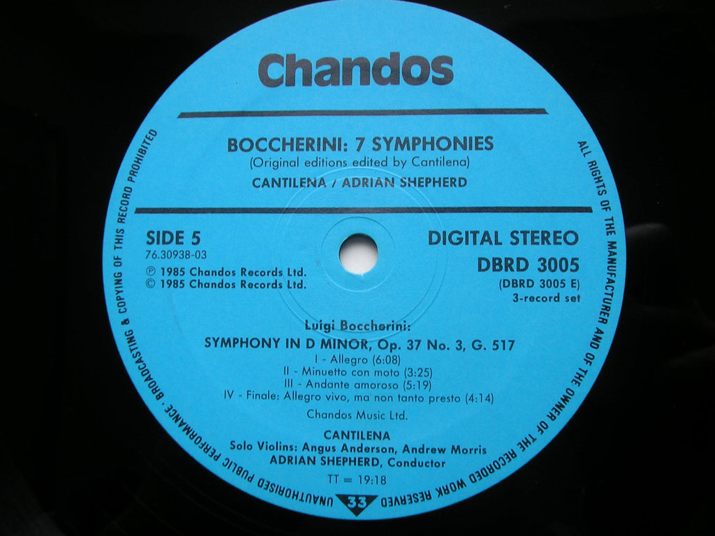 BOCCHERINI: SEVEN SYMPHONIES    CANTILENA / ADRIAN SHEPHERD    3LP    DBRD 3005