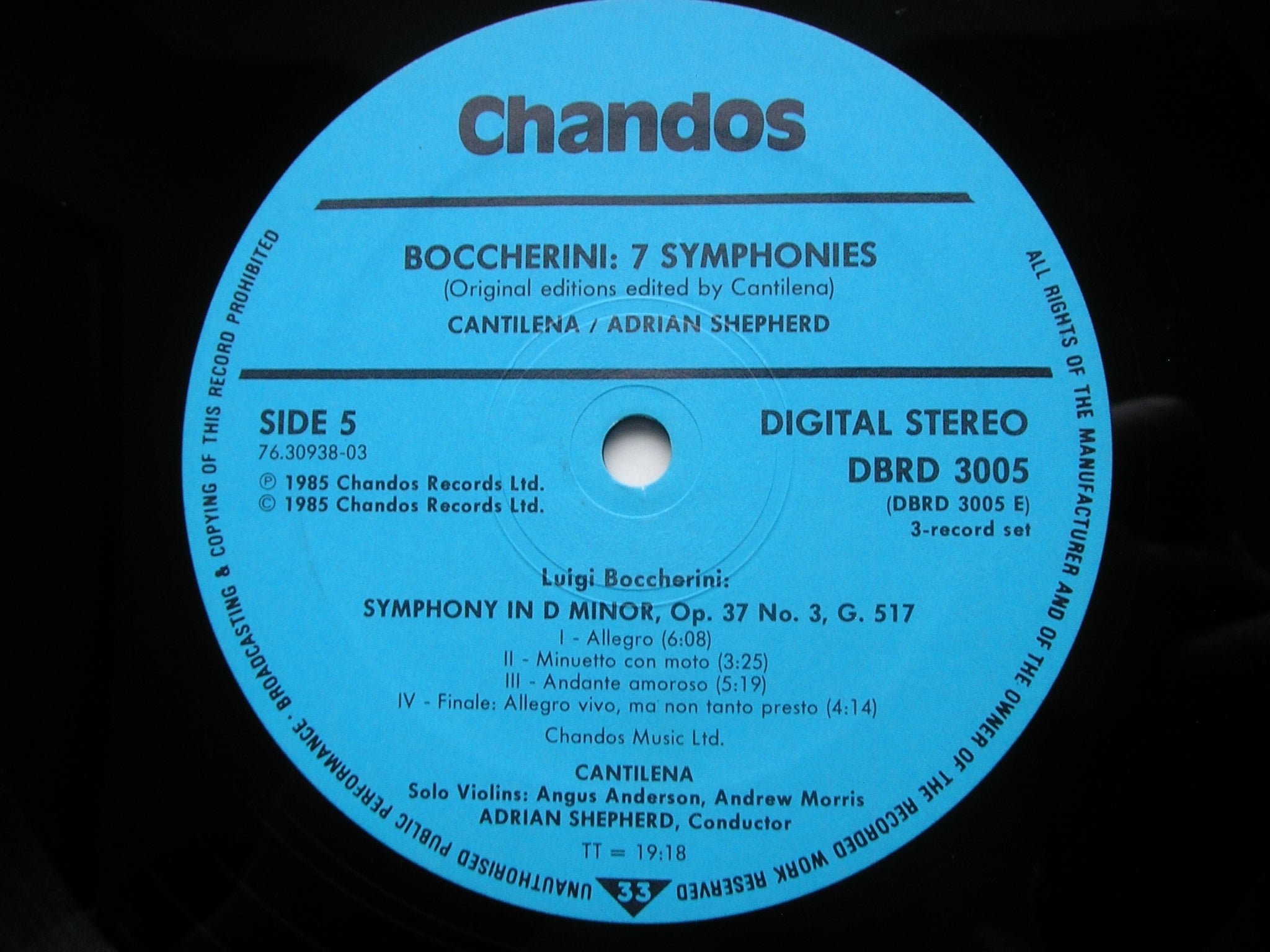 BOCCHERINI: SEVEN SYMPHONIES   ADRIAN SHEPHERD / CANTILENA     DBRD 3005