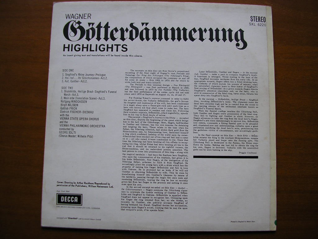 SXL 6220  WAGNER: TWILIGHT OF THE GODS   excerpts    NILSSON / WINDGASSEN / VIENNA PHILHARMONIC / SOLTI     ED2