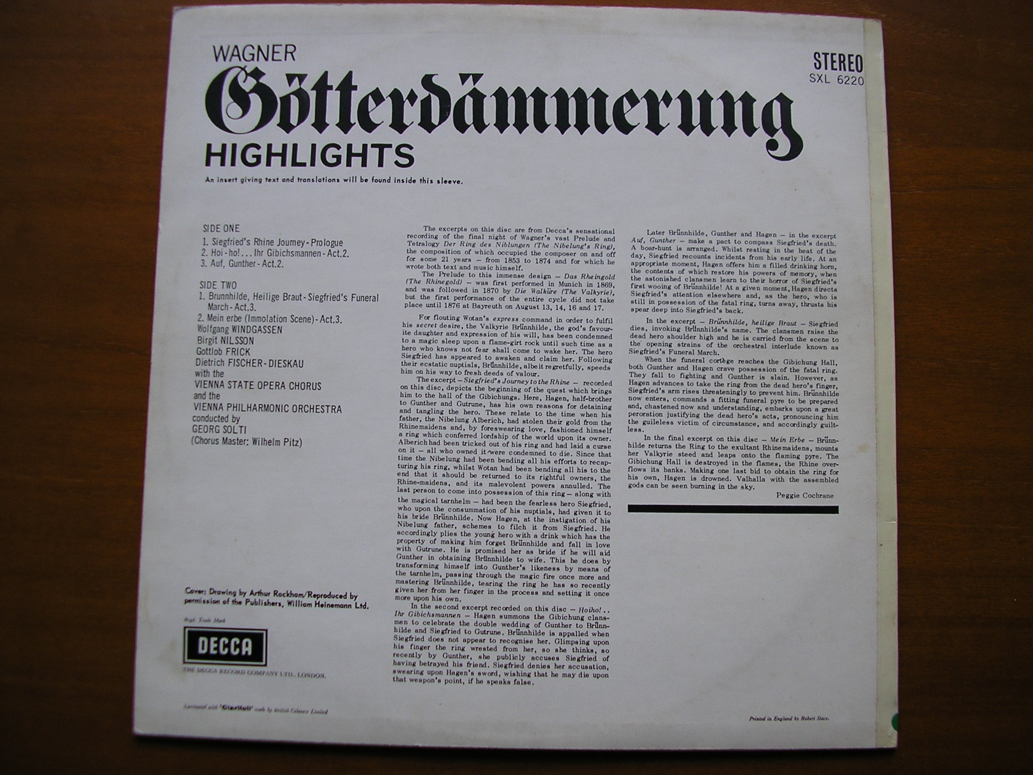 SXL 6220  WAGNER: TWILIGHT OF THE GODS   excerpts    NILSSON / WINDGASSEN / VIENNA PHILHARMONIC / SOLTI     ED2