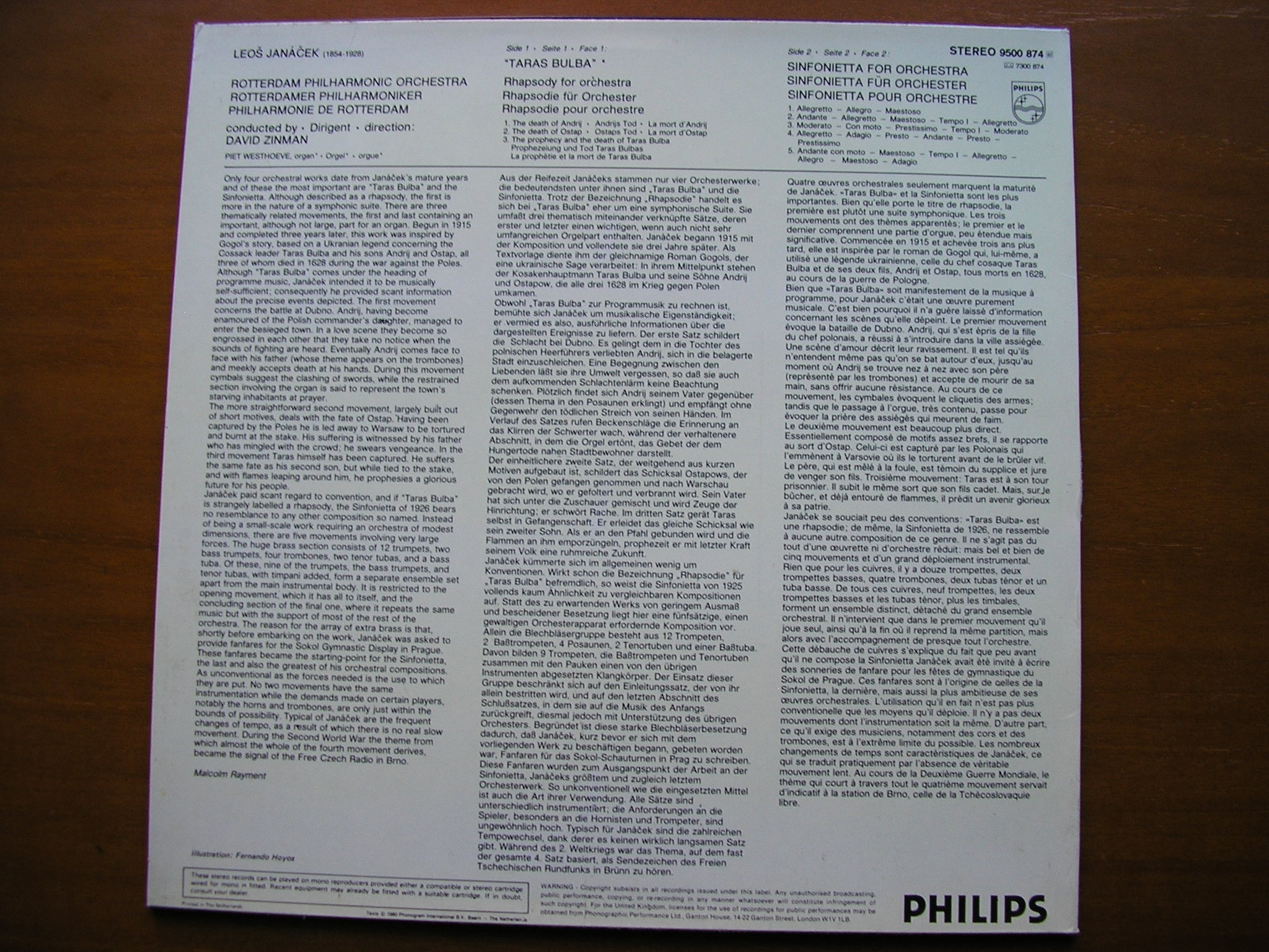 JANACEK: TARAS BULBA / SINFONIETTA      ZINMAN / ROTTERDAM PHILHARMONIC     9500 874