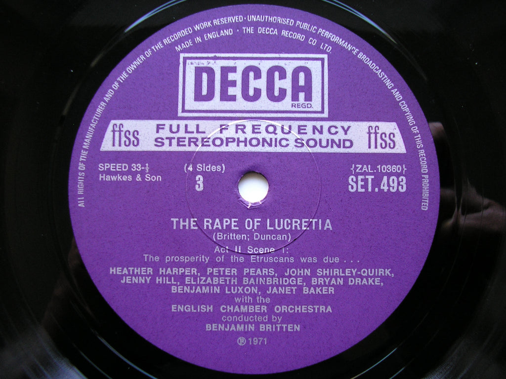 BRITTEN: THE RAPE OF LUCRETIA     SOLOISTS / ENGLISH CHAMBER ORCHESTRA / BRITTEN     2LP     SET 492/3
